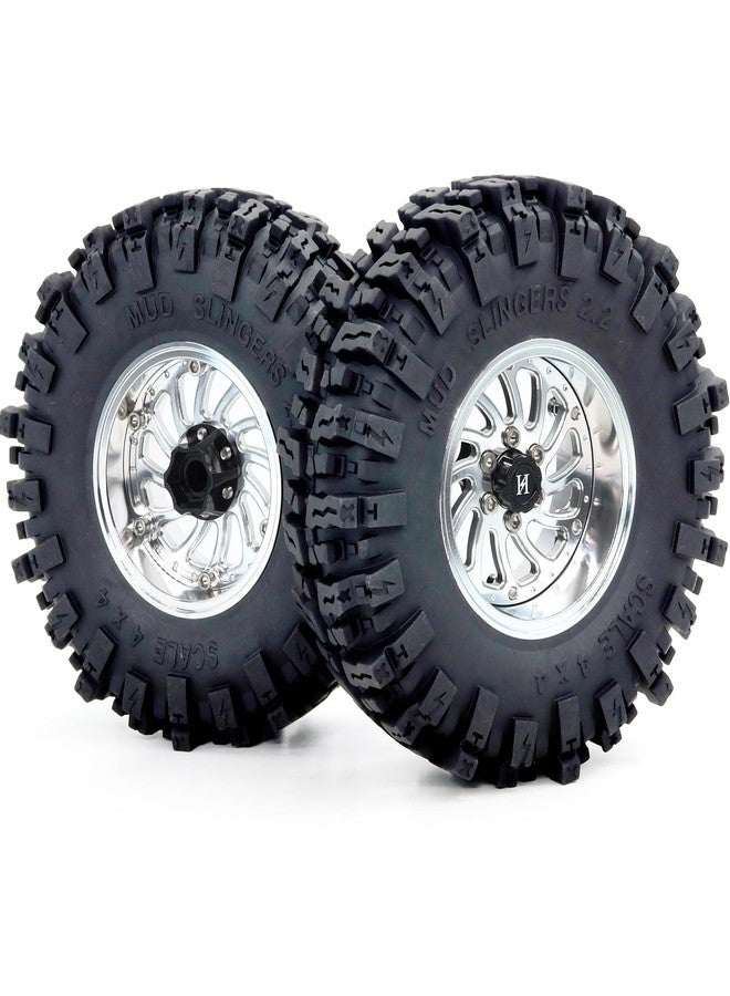 hobbysoul إطارات HOBBYSOUL Mud Slingers مقاس 2.2 بوصة بارتفاع 124 مم وعجلات Beadlock مقاس 2.2 بوصة بإزاحة قابلة للتعديل وحواف بعرض 40 مم لسيارات التحكم عن بعد الزاحفة والطرق الوعرة SCX10 وEverest 10 وCapra وWraith، HS701582 - Image 4